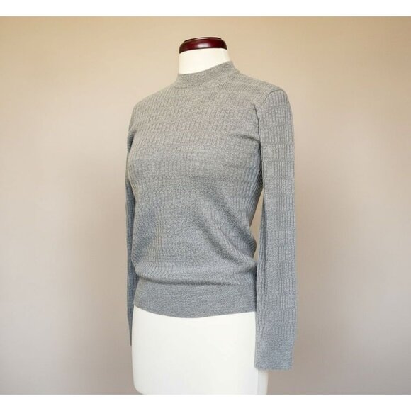 NWT Club Monaco 100% Cashmere Sweater Women’s Small Heather Grey Mock Neck Soft - Picture 1 of 14